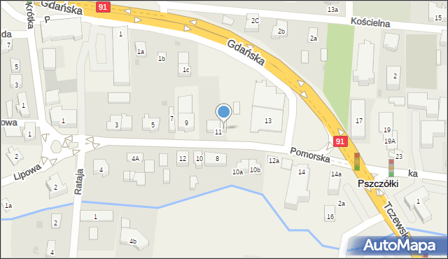 Pszczółki, Pomorska, 11B, mapa Pszczółki