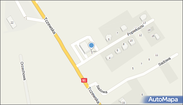 Pszczółki, Popiełuszki Jerzego, bł. ks., 1, mapa Pszczółki