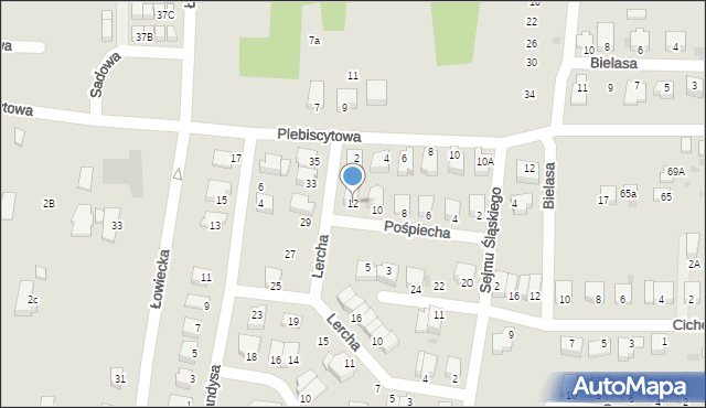 Pszczyna, Pośpiecha Pawła, ks., 12, mapa Pszczyny