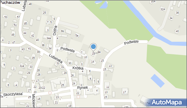 Puchaczów, Podwale, 13, mapa Puchaczów