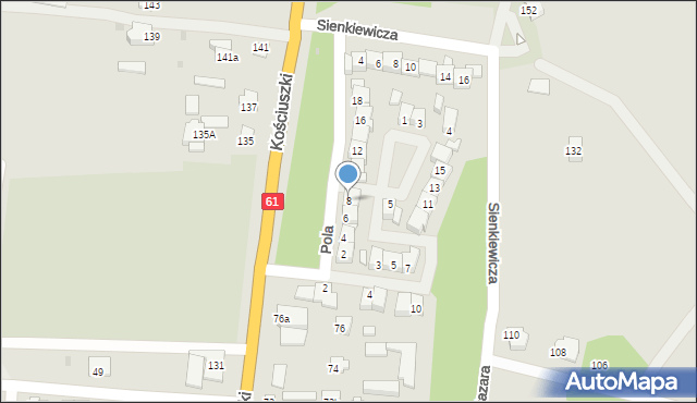 Pułtusk, Pola Wincentego, 8, mapa Pułtusk