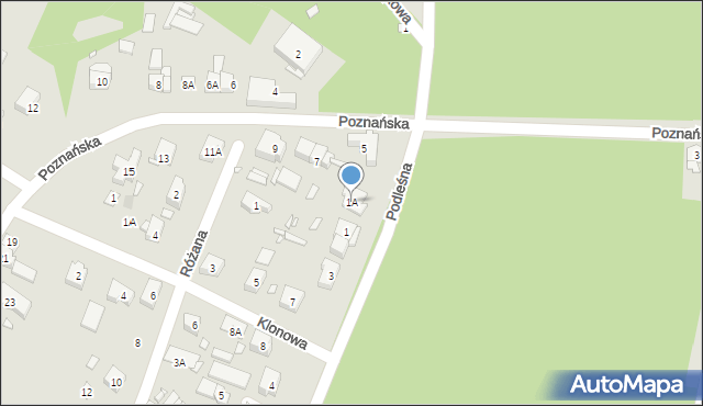 Puszczykowo, Podleśna, 1A, mapa Puszczykowo