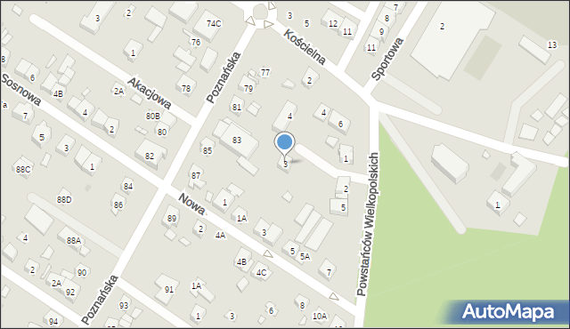 Puszczykowo, Powstańców Wielkopolskich, 3, mapa Puszczykowo