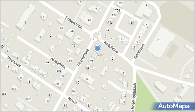 Puszczykowo, Poznańska, 77, mapa Puszczykowo