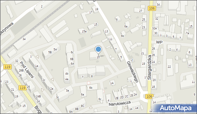 Pyrzyce, Pod Lipami, 10, mapa Pyrzyce