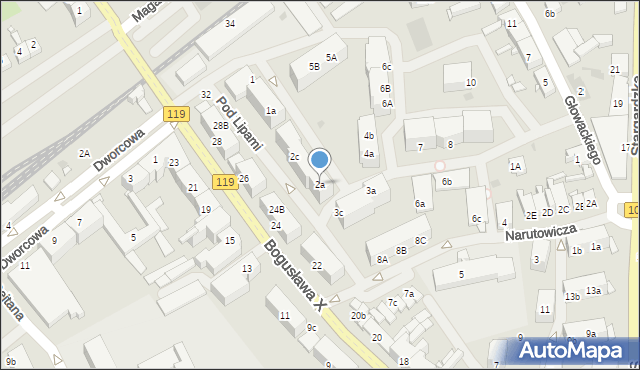 Pyrzyce, Pod Lipami, 2a, mapa Pyrzyce