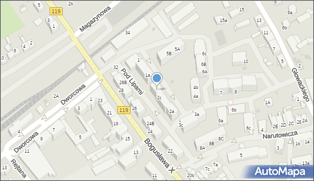 Pyrzyce, Pod Lipami, 2d, mapa Pyrzyce