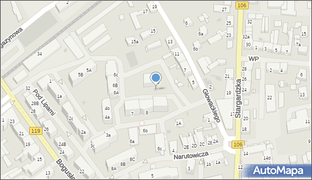 Pyrzyce, Pod Lipami, 9, mapa Pyrzyce