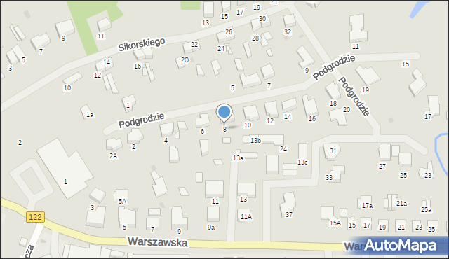 Pyrzyce, Podgrodzie, 8, mapa Pyrzyce