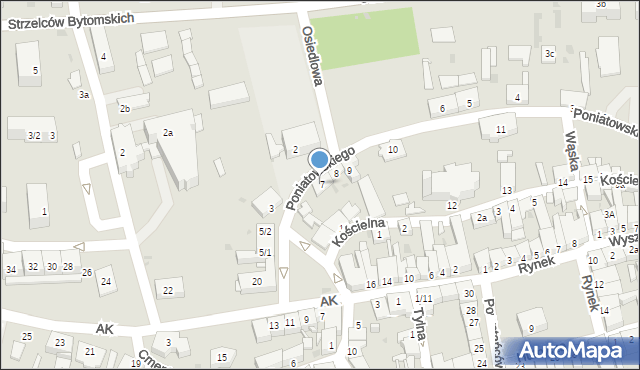 Pyskowice, Poniatowskiego, 7, mapa Pyskowice