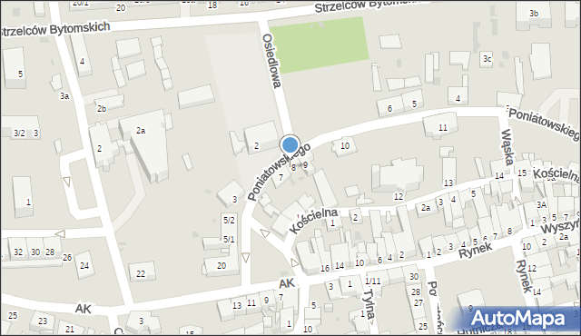 Pyskowice, Poniatowskiego, 8, mapa Pyskowice