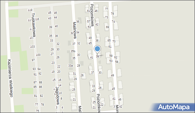 Pyskowice, Poziomkowa, 34, mapa Pyskowice