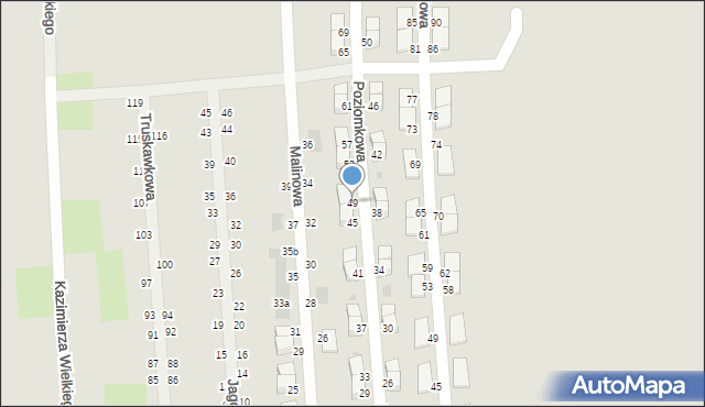 Pyskowice, Poziomkowa, 49, mapa Pyskowice