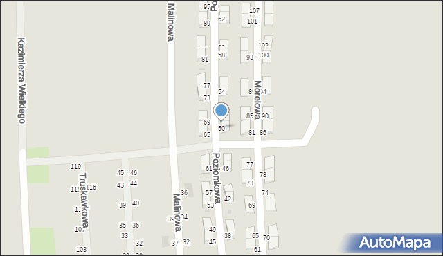 Pyskowice, Poziomkowa, 50, mapa Pyskowice