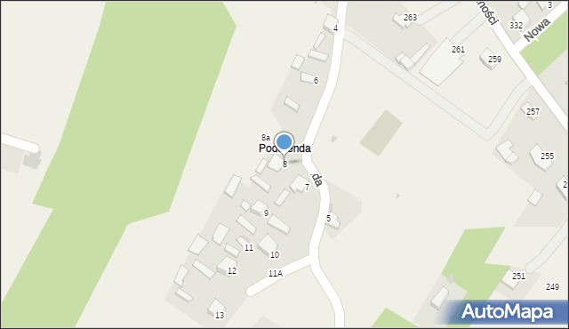 Pysznica, Podorenda, 8, mapa Pysznica