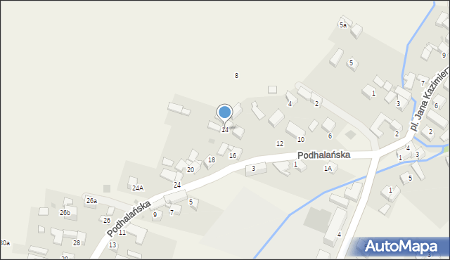 Pyzówka, Podhalańska, 14, mapa Pyzówka