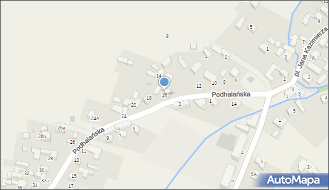 Pyzówka, Podhalańska, 16, mapa Pyzówka
