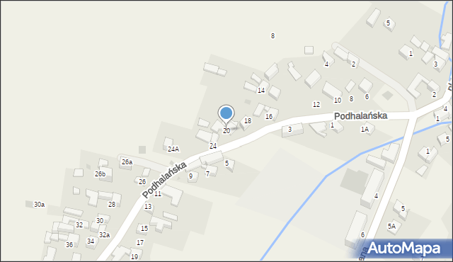 Pyzówka, Podhalańska, 20, mapa Pyzówka