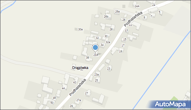 Pyzówka, Podhalańska, 21A, mapa Pyzówka