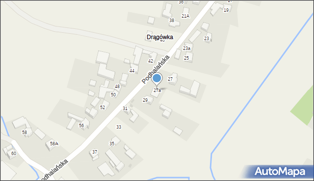 Pyzówka, Podhalańska, 27a, mapa Pyzówka