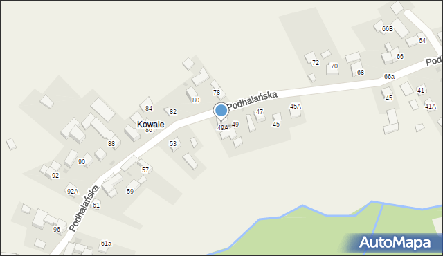 Pyzówka, Podhalańska, 49A, mapa Pyzówka