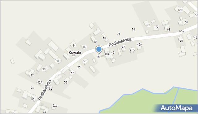 Pyzówka, Podhalańska, 51, mapa Pyzówka