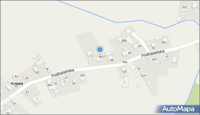 Pyzówka, Podhalańska, 70, mapa Pyzówka