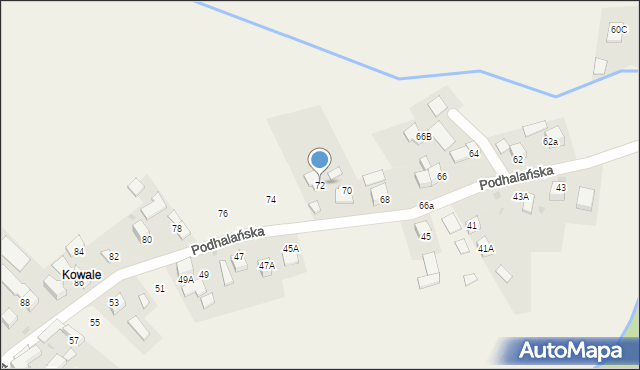 Pyzówka, Podhalańska, 72, mapa Pyzówka