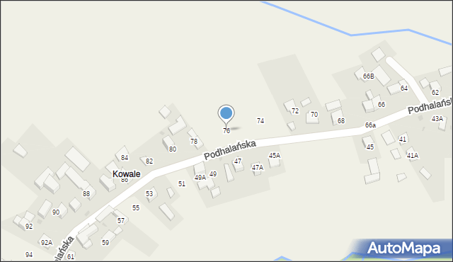 Pyzówka, Podhalańska, 76, mapa Pyzówka