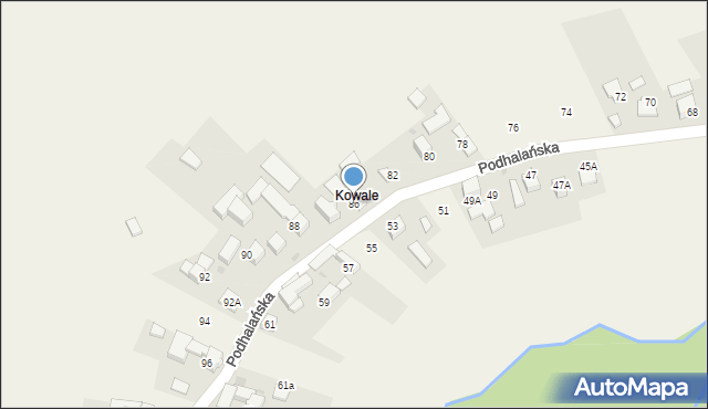 Pyzówka, Podhalańska, 86, mapa Pyzówka