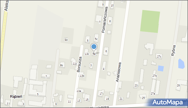 Rąbień, Pomarańczowa, 5a, mapa Rąbień