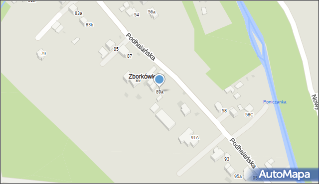 Rabka-Zdrój, Podhalańska, 89a, mapa Rabka-Zdrój