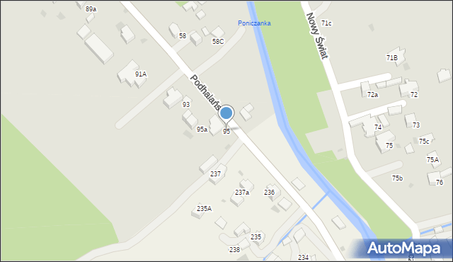 Rabka-Zdrój, Podhalańska, 95, mapa Rabka-Zdrój