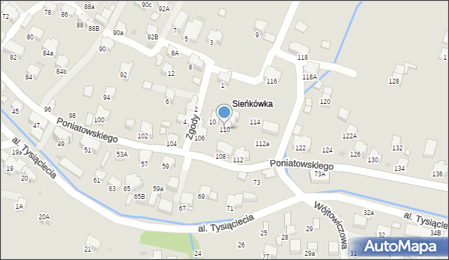 Rabka-Zdrój, Poniatowskiego, 110, mapa Rabka-Zdrój