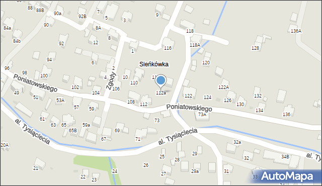 Rabka-Zdrój, Poniatowskiego, 112a, mapa Rabka-Zdrój