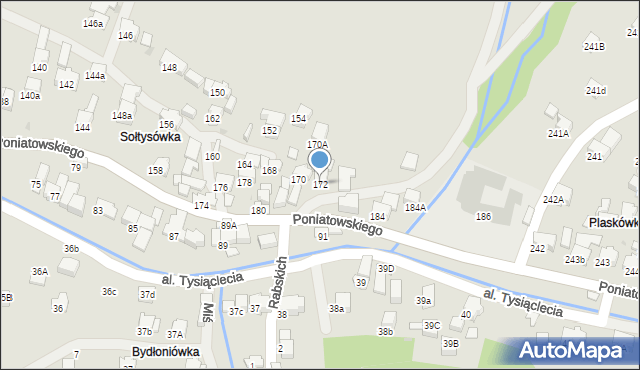 Rabka-Zdrój, Poniatowskiego, 172, mapa Rabka-Zdrój