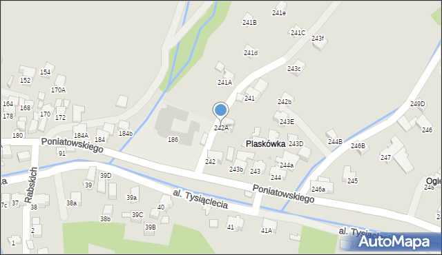 Rabka-Zdrój, Poniatowskiego, 242A, mapa Rabka-Zdrój