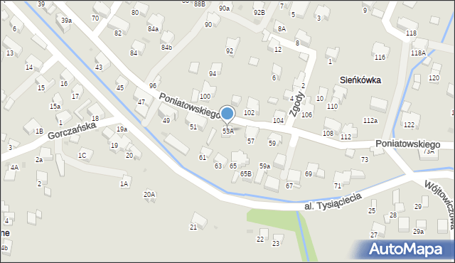 Rabka-Zdrój, Poniatowskiego, 53A, mapa Rabka-Zdrój