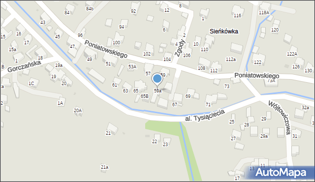 Rabka-Zdrój, Poniatowskiego, 59a, mapa Rabka-Zdrój