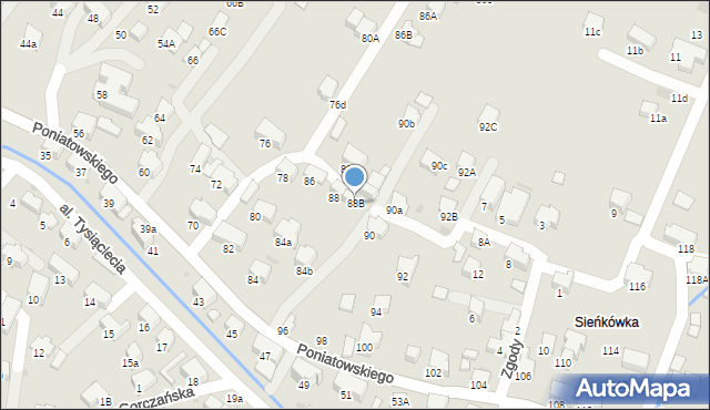 Rabka-Zdrój, Poniatowskiego, 88B, mapa Rabka-Zdrój