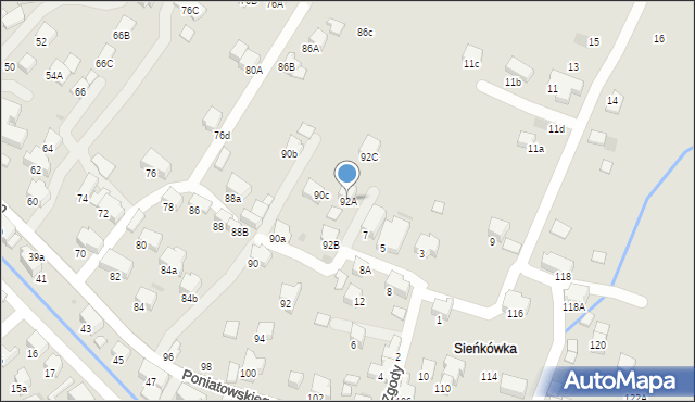 Rabka-Zdrój, Poniatowskiego, 92A, mapa Rabka-Zdrój