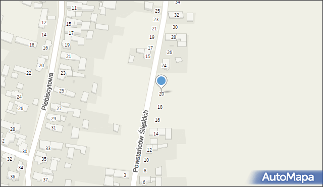 Racławiczki, Powstańców Śląskich, 20, mapa Racławiczki