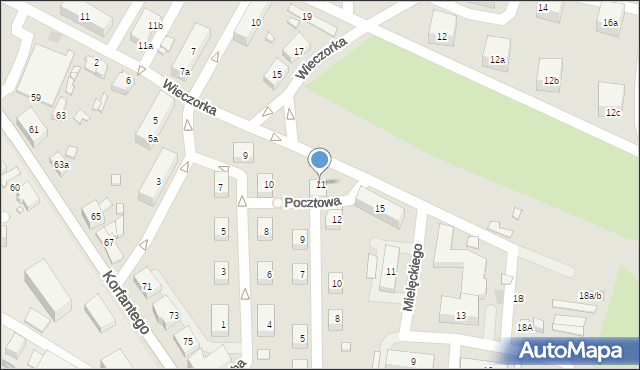 Radlin, Pocztowa, 11, mapa Radlin