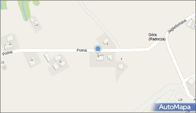 Radocza, Polna, 9, mapa Radocza