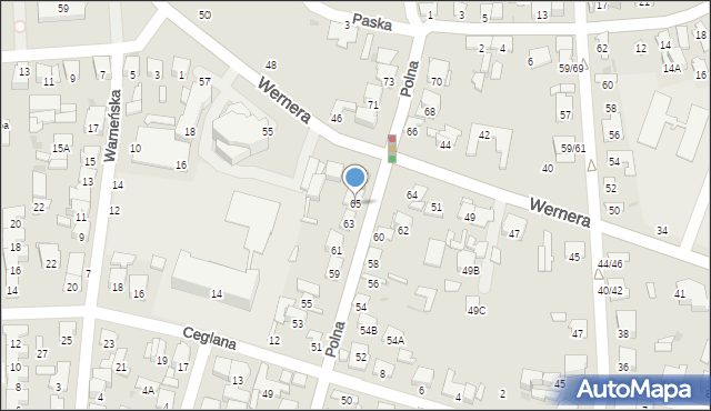 Radom, Polna, 65, mapa Radomia