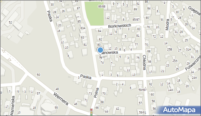 Radom, Polna, 76, mapa Radomia