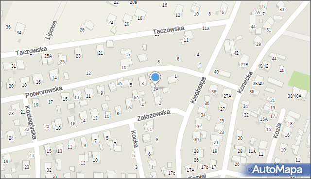 Radom, Potworowska, 1A, mapa Radomia
