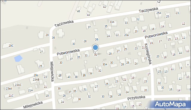 Radom, Potworowska, 31, mapa Radomia