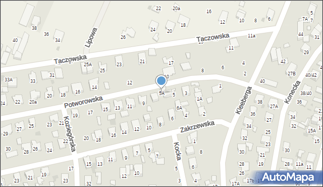 Radom, Potworowska, 5A, mapa Radomia