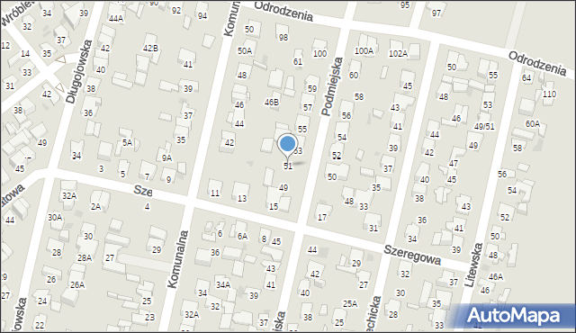 Radom, Podmiejska, 51, mapa Radomia